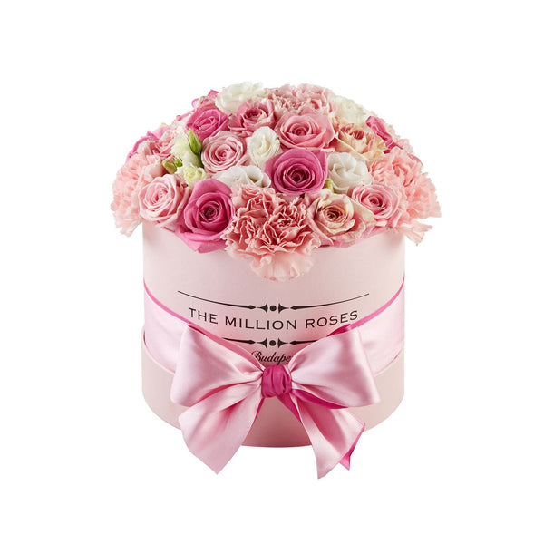 Small -  Pink Mix Roses  - Pink Box - The Million Roses Slovakia
