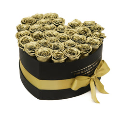 The Million Love Heart - Gold  Roses - Black Box - The Million Roses Slovakia