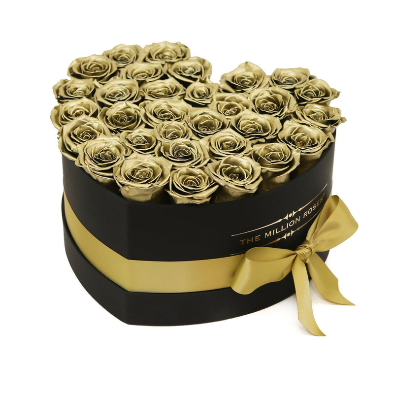 The Million Love Heart - Gold Eternity Roses - Black Box - The Million Roses Slovakia