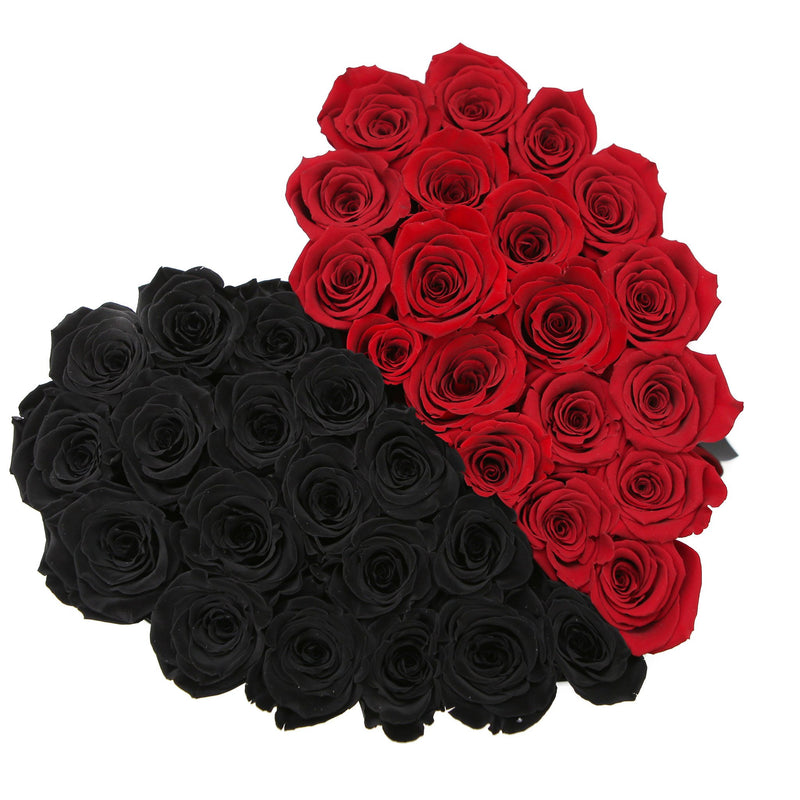 The Million Love Heart - Red & Black Roses - White Box - The Million Roses Slovakia