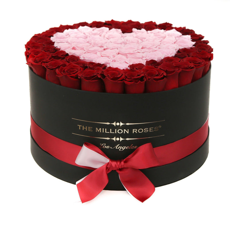 The Million Large Luxury Box - Red Roses & Pink Heart - The Million Roses Slovakia