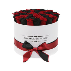 Medium - Red & Black Eternity Roses Circles - White Box - The Million Roses Slovakia