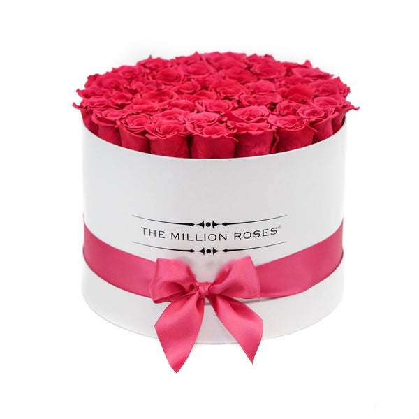 Medium - Hot Pink Eternity Roses - White Box - The Million Roses Slovakia