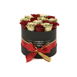 Small - Red &Gold Roses  - Black Box - The Million Roses Slovakia