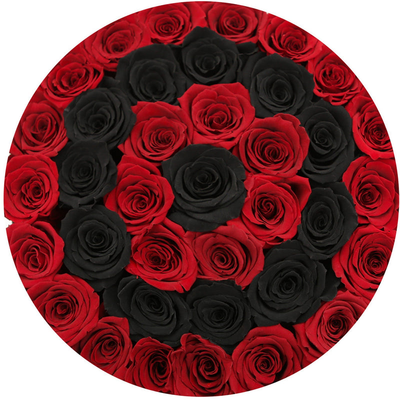 Medium - Red Eternity Roses & Black Circles - Black Box - The Million Roses Slovakia