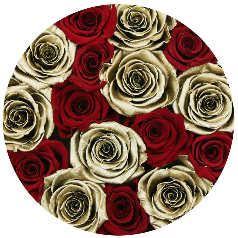 Small - Red & Gold Eternity Roses - Black Box - The Million Roses Slovakia