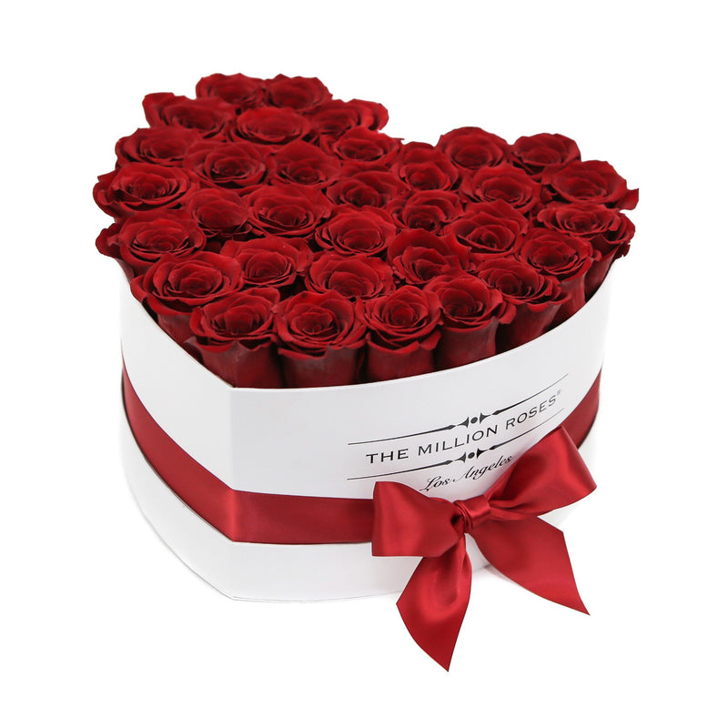 The Million Love Heart - Red Roses - White Box - The Million Roses Slovakia