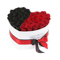 The Million Love Heart - Red & Black Roses - White Box - The Million Roses Slovakia