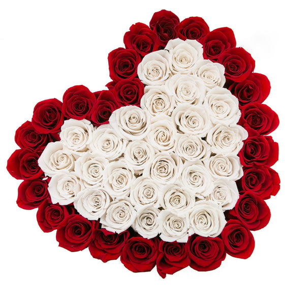The Million Love Heart - Red & White Roses - Vanilla Box - The Million Roses Slovakia
