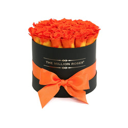 Small - Hermès Orange Eternity Roses - Black Box - The Million Roses Slovakia