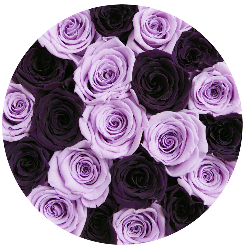 Small - Black & Lavender Eternity Roses - White Box - The Million Roses Slovakia