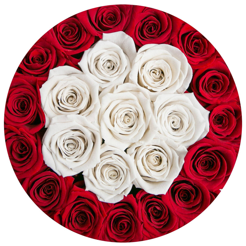 Small - Red & White Eternity Roses - Vanilla Box - The Million Roses Slovakia