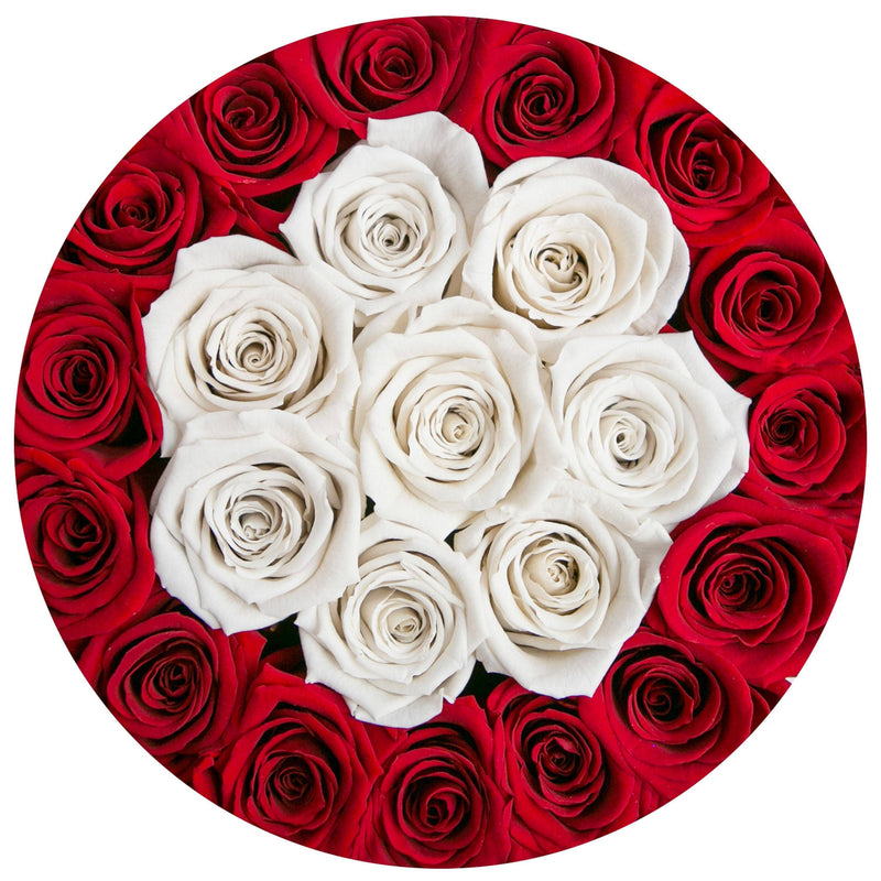 Small - Red & White Roses - Vanilla Box - The Million Roses Slovakia