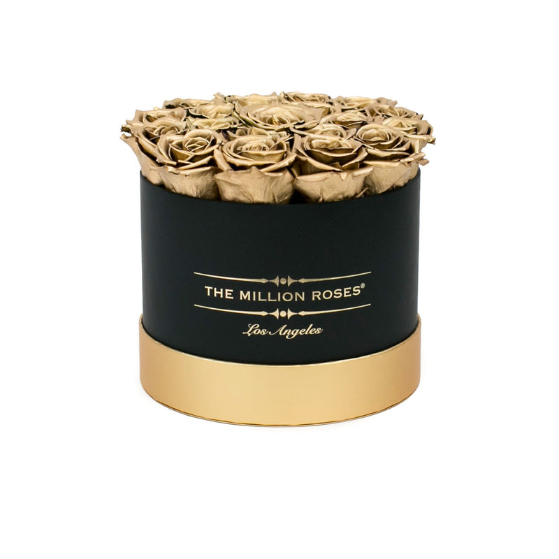 Small - Gold Eternity Roses - Black & Gold Box - The Million Roses Slovakia
