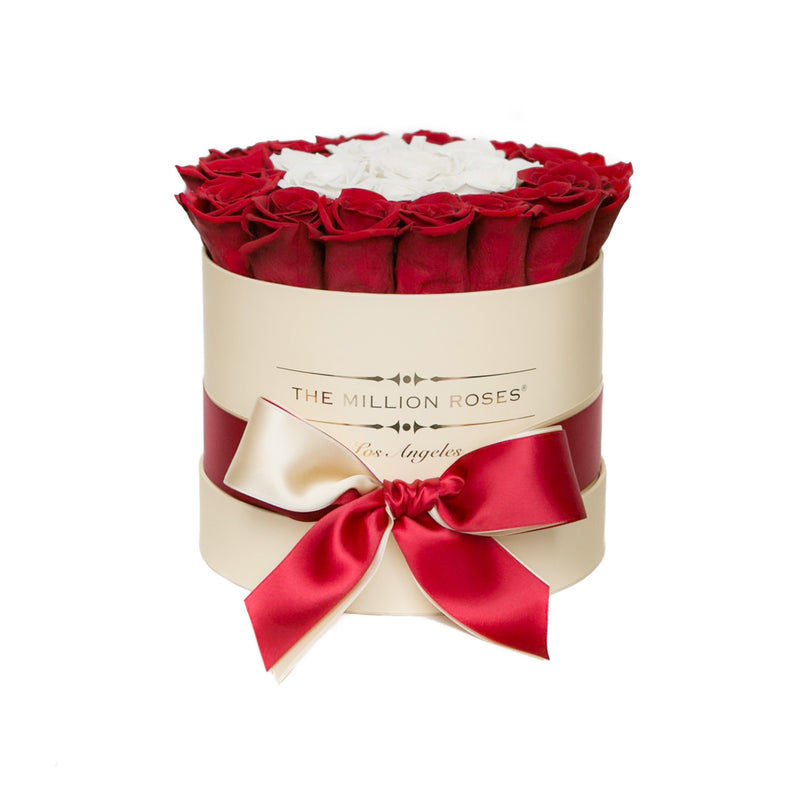 Small - Red & White Roses - Vanilla Box - The Million Roses Slovakia