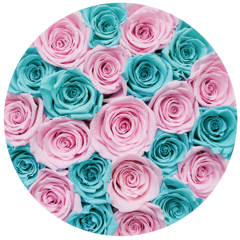 Small - Tiffany Blue & Candy Pink Eternity Roses - White Box - The Million Roses Slovakia