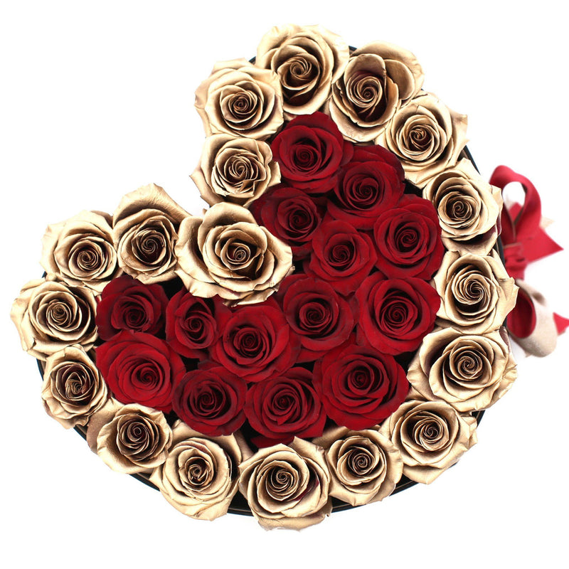 The Million Love Heart - Red/Gold  Eternity Roses - Black Box - The Million Roses Slovakia