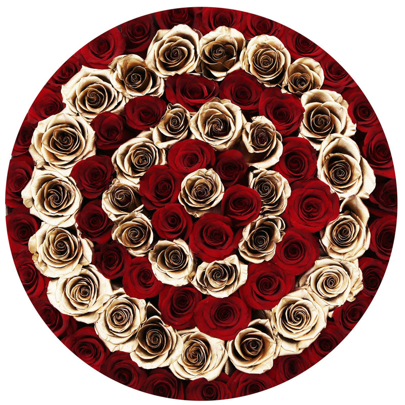 The Million Large Luxury Box - Red Roses & Golden Circles - The Million Roses Slovakia