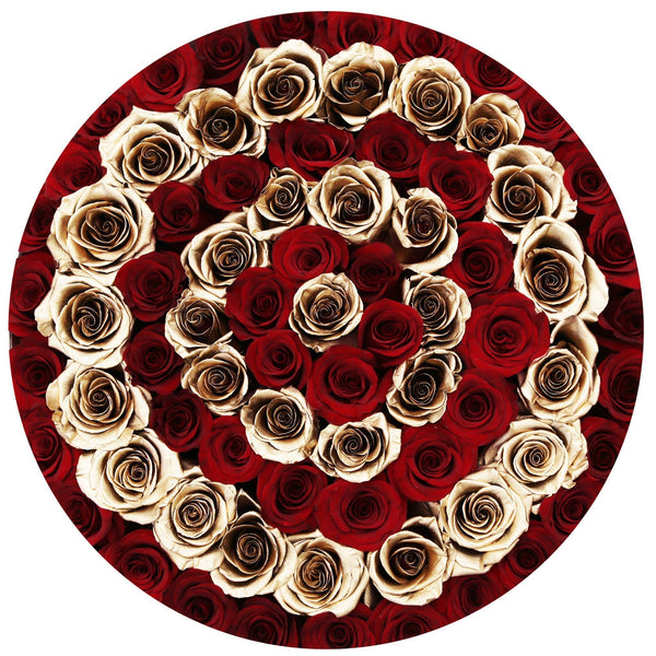 The Million Large Luxury Box - Red Eternity Roses & Golden Circles - The Million Roses Slovakia