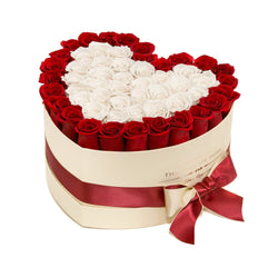 The Million Love Heart - Red & White Roses - Vanilla Box - The Million Roses Slovakia